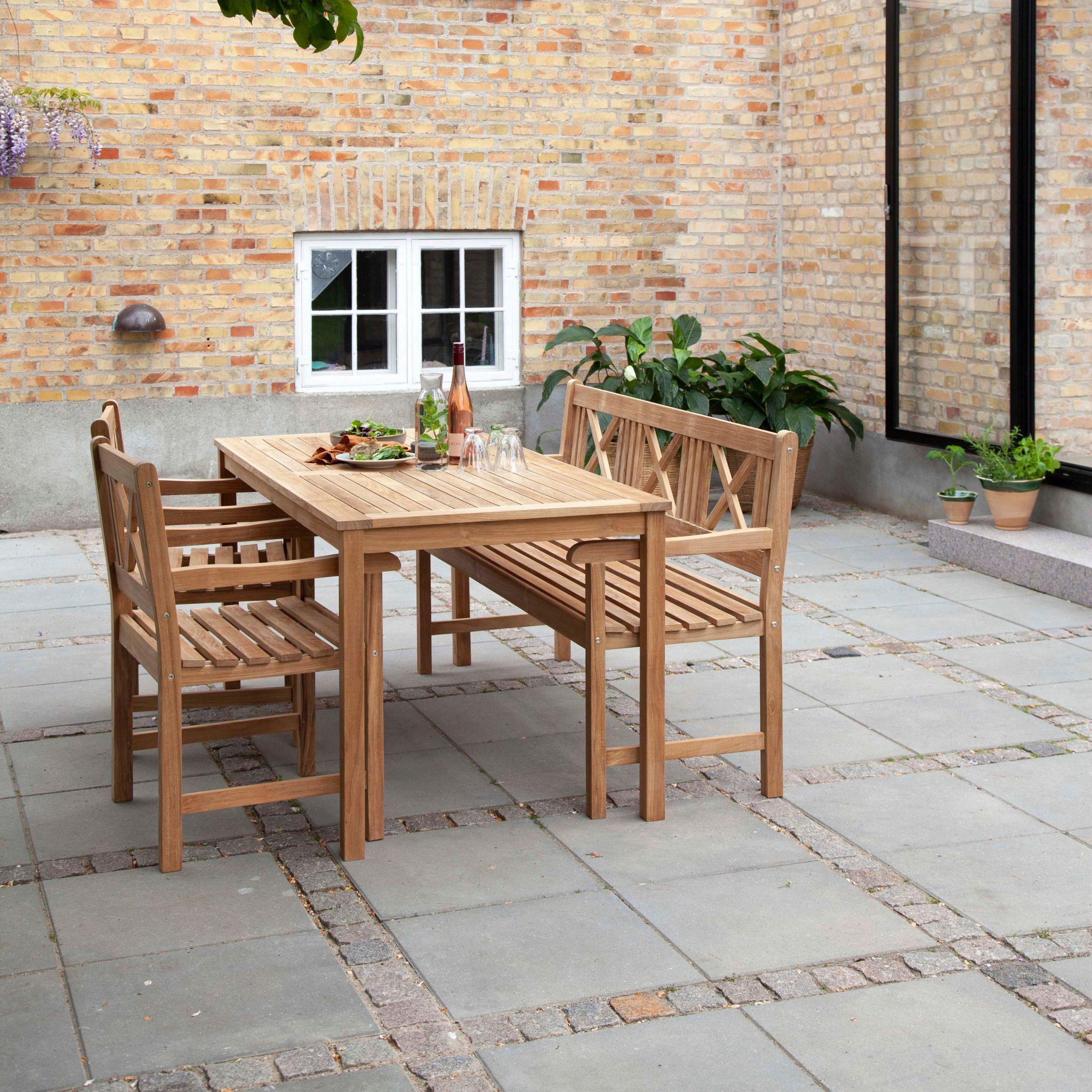 Gartenbank Holz Rosenborg 3-Sitzer - Naturfarben/Teakfarben, Natur, Holz (58/89/150cm) - Gardenson
