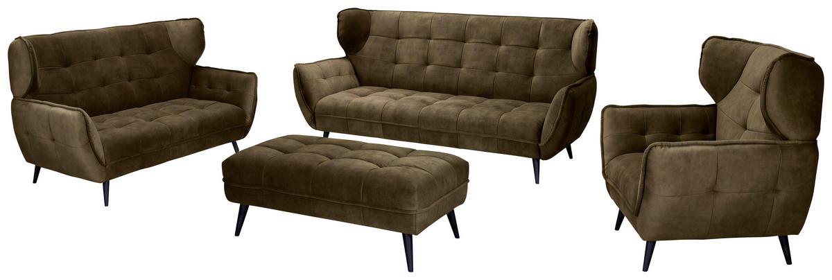 Dvojmiestna pohovka Ariana Ariana, zelená - olivovozelená/čierna, Modern, kov/textil (191/105/98cm)