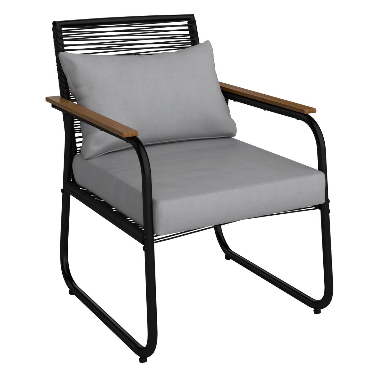 Terasová sedací souprava ELLY - šedá/černá, Moderní, kov/textil (116/77/71cm) - Bessagi Garden