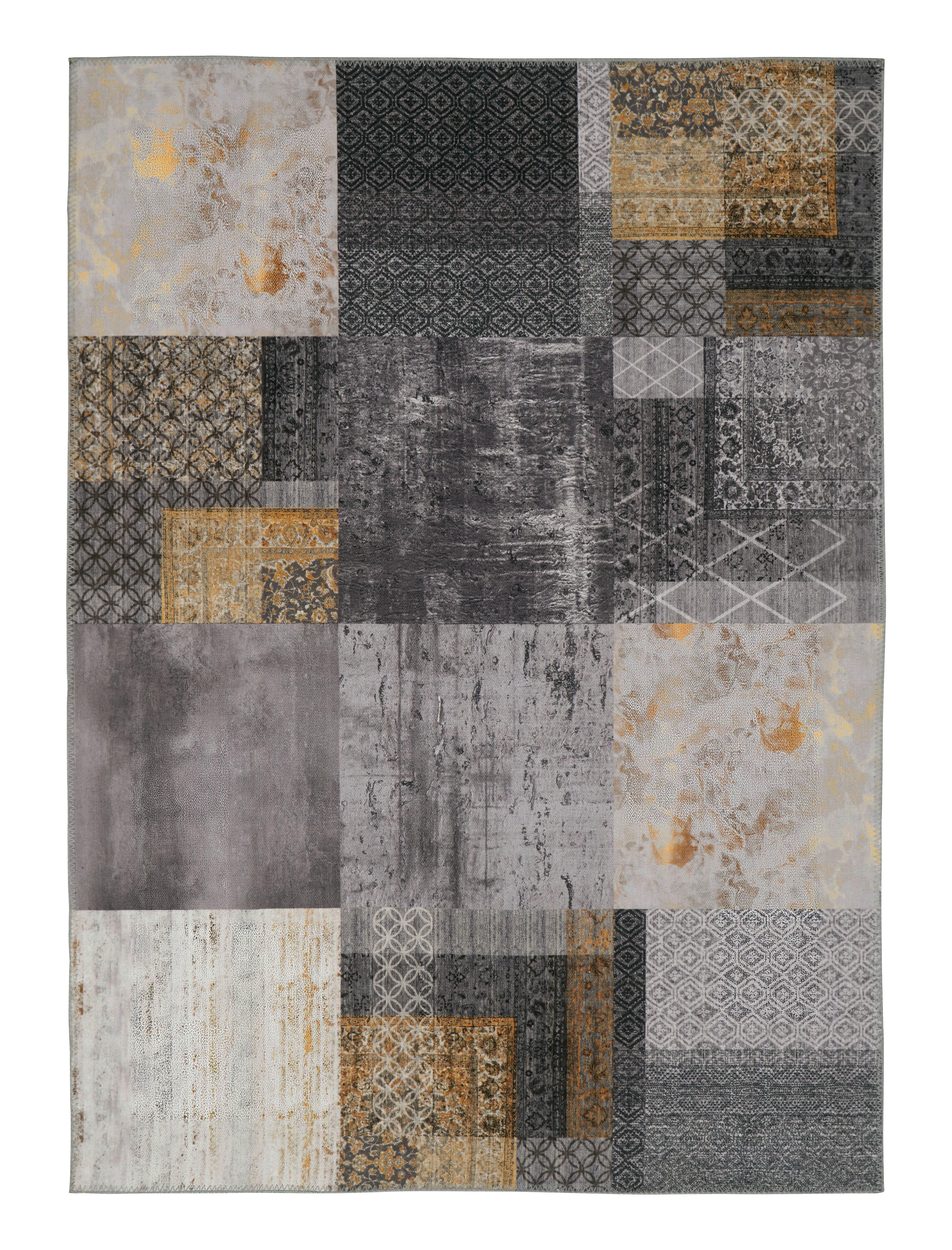 Plocho Tkaný Koberec Edessa 2, 120/170cm - sivá/zlatá, Moderný, textil (120/170cm) - Modern Living