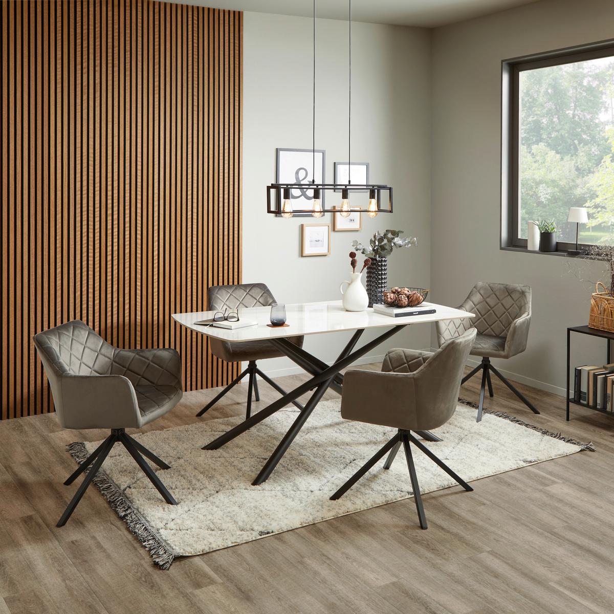Étkezőasztal Mailand - fekete/fehér, Trend, fém/kerámia (160/75/90cm) - Nedis SmartLife