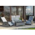 Loungegarnitur 4-Tlg Santander Metall/Polly-Rattan mit Kissen - Grau, MODERN, Kunststoff/Textil (120/60/60cm) - Beldano