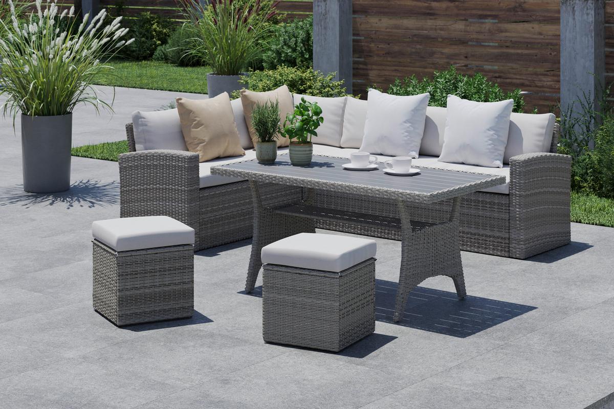 TERASOVÁ SEDACIA SÚPRAVA ALEX - sivá/svetlosivá, Modern, kompozitné drevo/textil (179cm) - Mömax