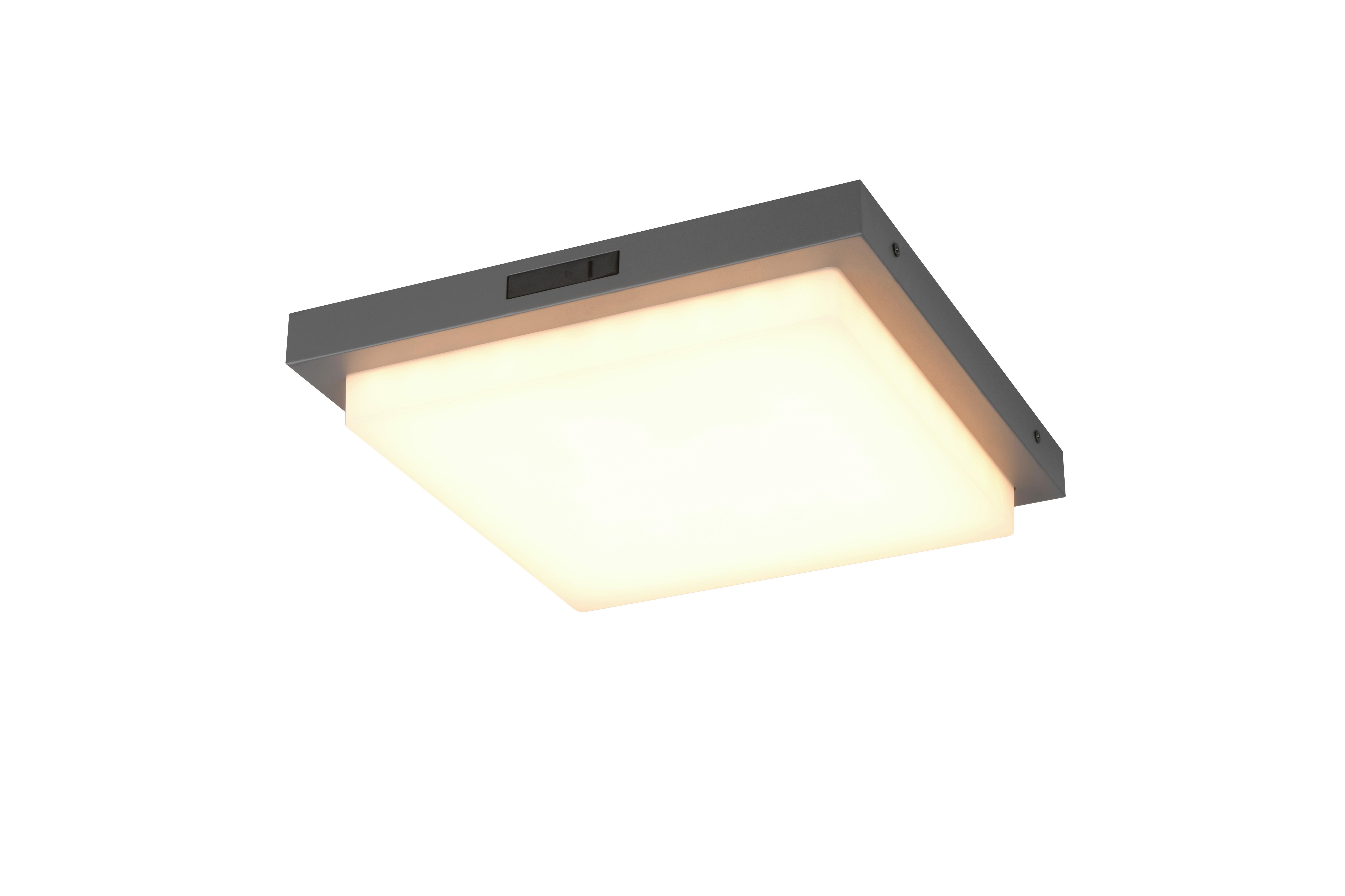 Außendeckenleuchte Bermejo Anthrazit Weiß B: 30cm - Anthrazit/Weiß, Basics, Kunststoff/Metall (30/5,7/30cm)