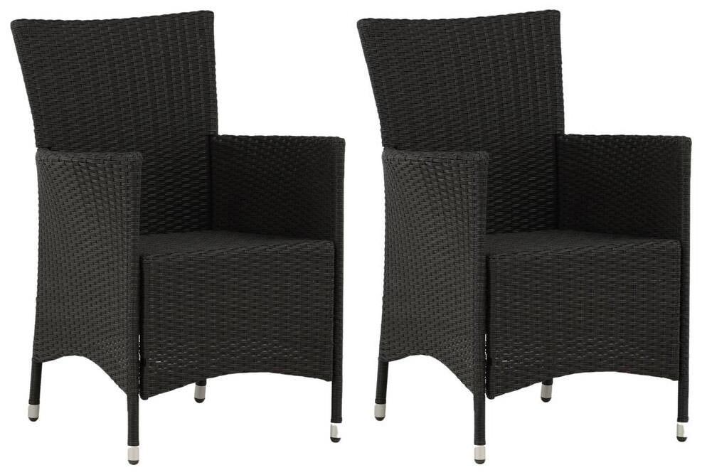 Gartensessel Stapelbar Knick 2er-Set Kunststoff/Metall - Silberfarben/Schwarz, KONVENTIONELL, Kunststoff/Metall (60/88/60cm) - Gardenson