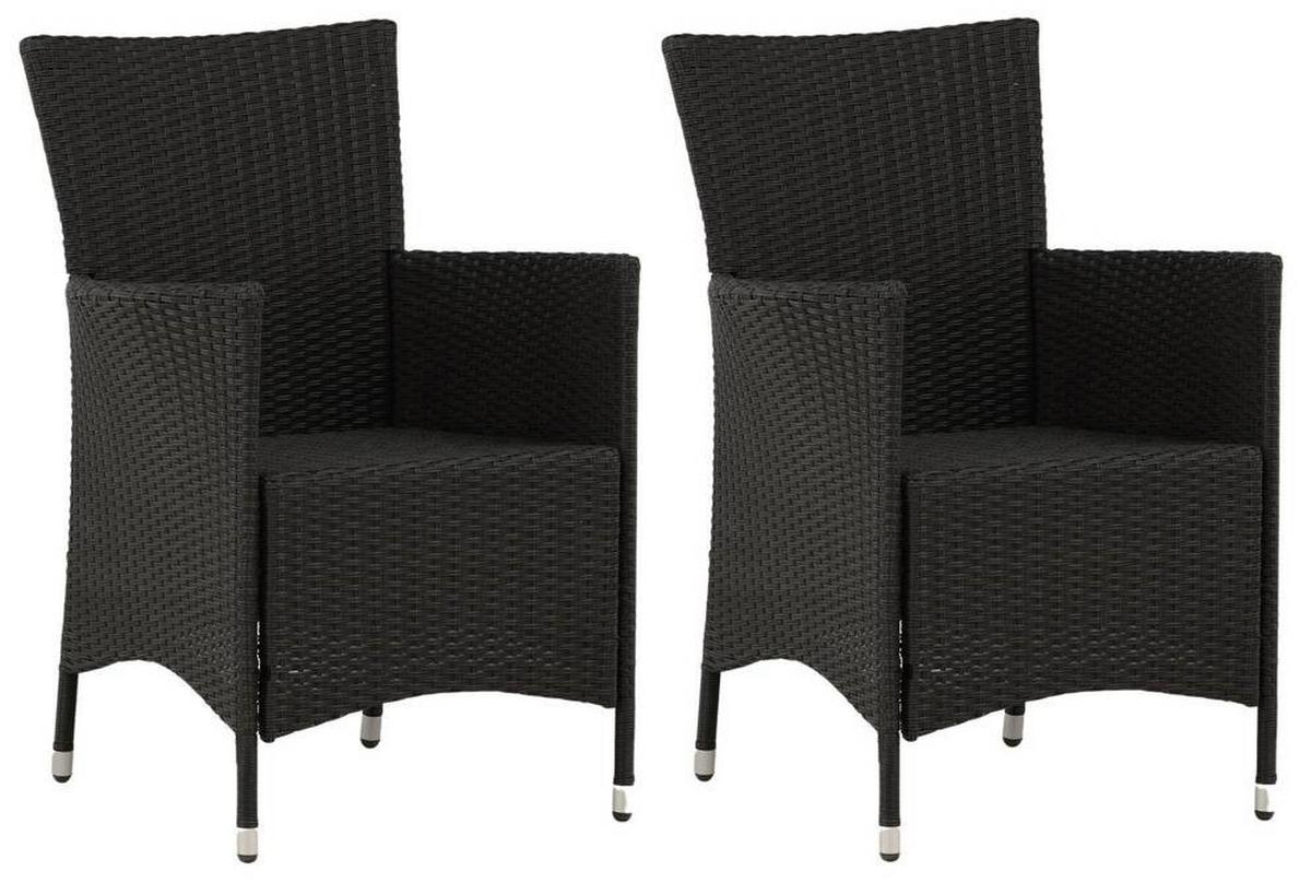 Gartensessel Stapelbar Knick 2er-Set Kunststoff/metall - Silberfarben/Schwarz, KONVENTIONELL, Kunststoff/Metall (60/88/60cm) - Gardenson
