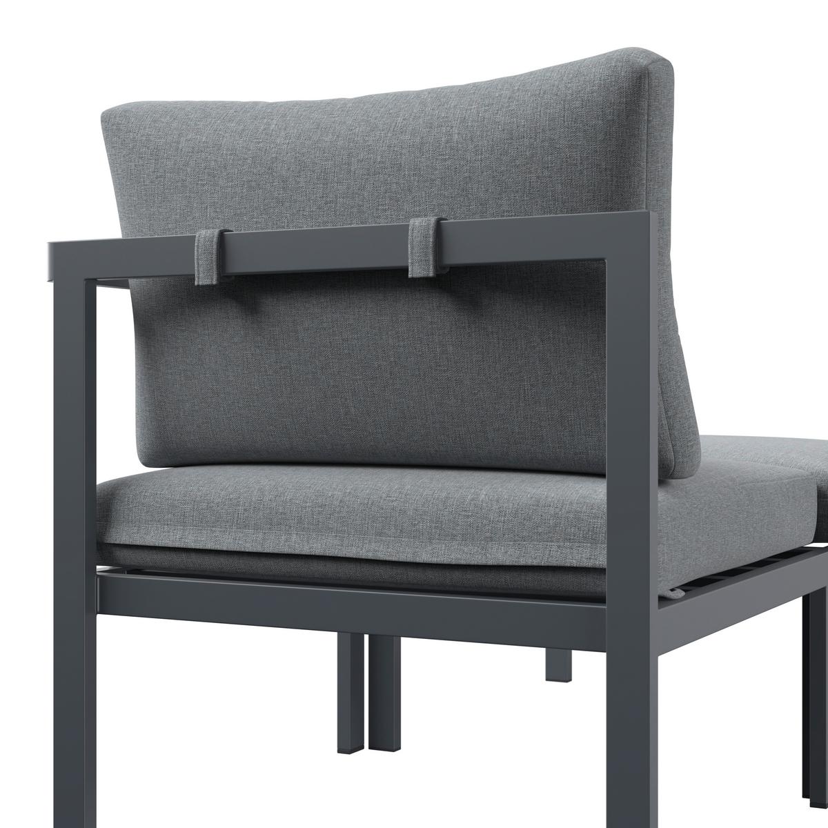 Loungegarnitur Basel - Dunkelgrau/Naturfarben, MODERN, Kunststoff/Textil - Beldano