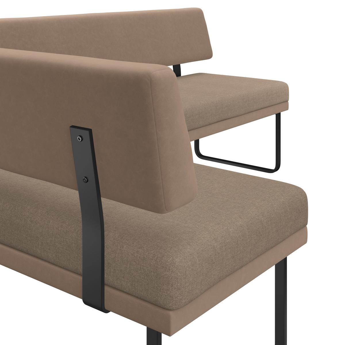 Eckbank Kian Webstoff Braun,  S:164x233 cm - Schwarz/Braun, Trend, Textil/Metall (164/233cm)