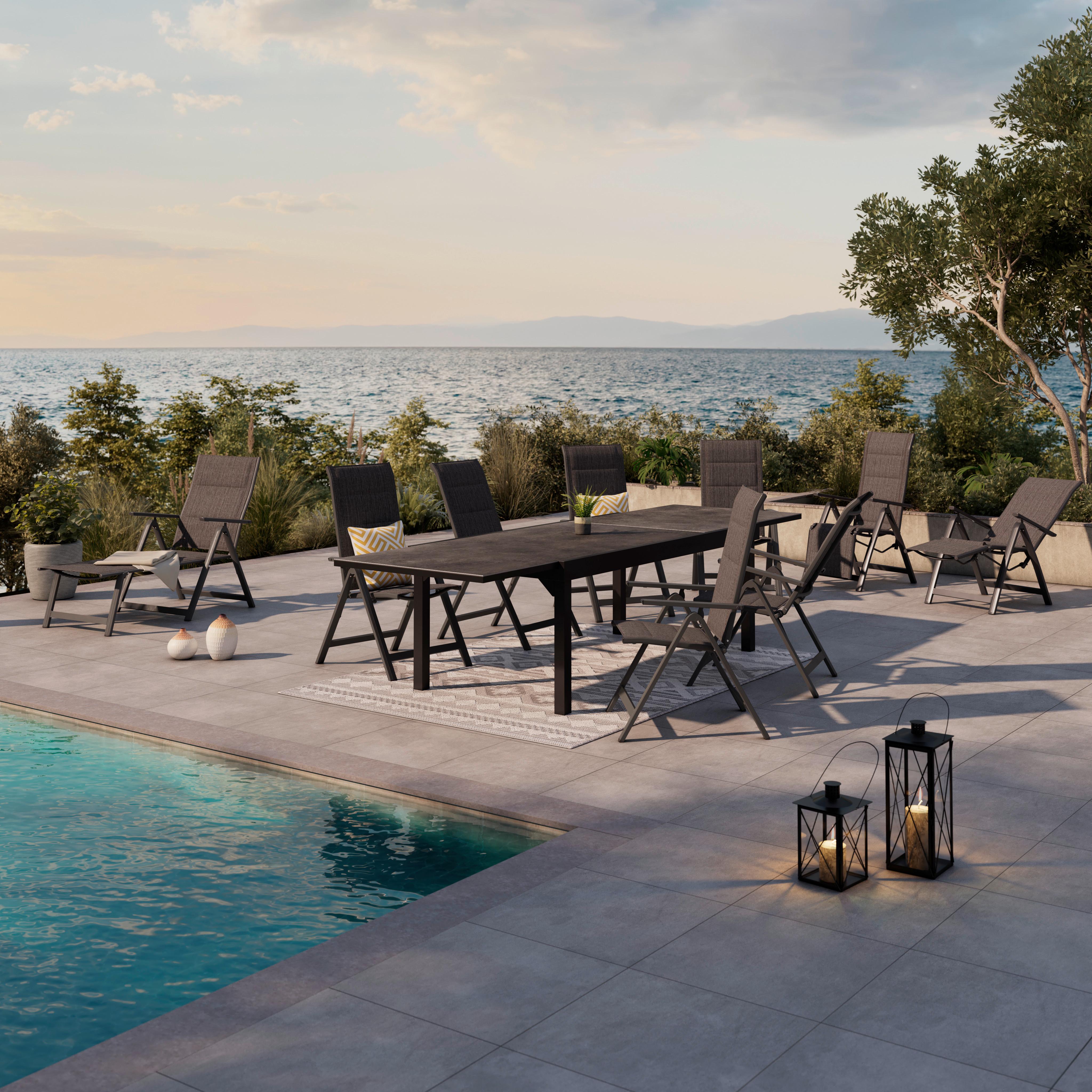 Gartensessel Klappbar Verena Aluminium, Textil - Dunkelgrau, MODERN, Textil/Metall (57/113/68cm) - Beldano