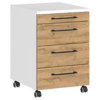 Rollcontainer Profi Weiß/Eiche Dekor B: 42cm - Eichefarben/Weiß, MODERN, Holzwerkstoff/Kunststoff (42/61/49cm) - Germania