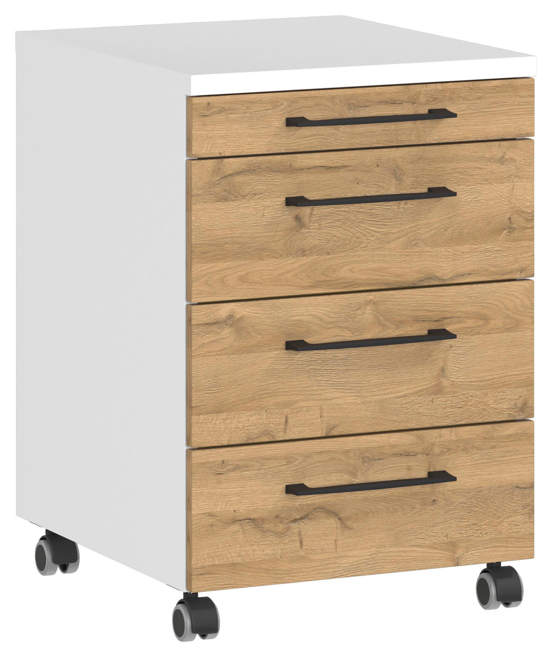 Rollcontainer Profi Weiß/Eiche Dekor B: 42cm