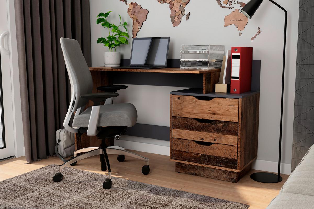Schreibtisch Belfast - Alteiche/Anthrazit, MODERN, Holzwerkstoff (138/51,5/83,5cm) - MID.YOU