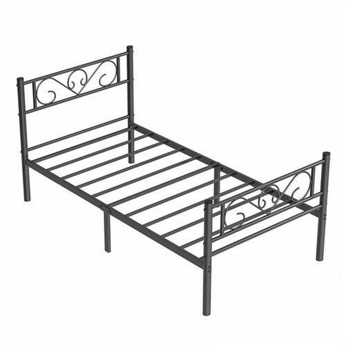 Metallbett Schwarz Lxf: ca. 90x190 cm - Schwarz, ROMANTIK / LANDHAUS, Metall (90/190cm) - Boxxx