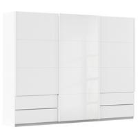 Schwebetürenschrank Mit Glas 271cm Karpo, Weiß - Weiß, KONVENTIONELL, Holzwerkstoff (271/210/62cm)