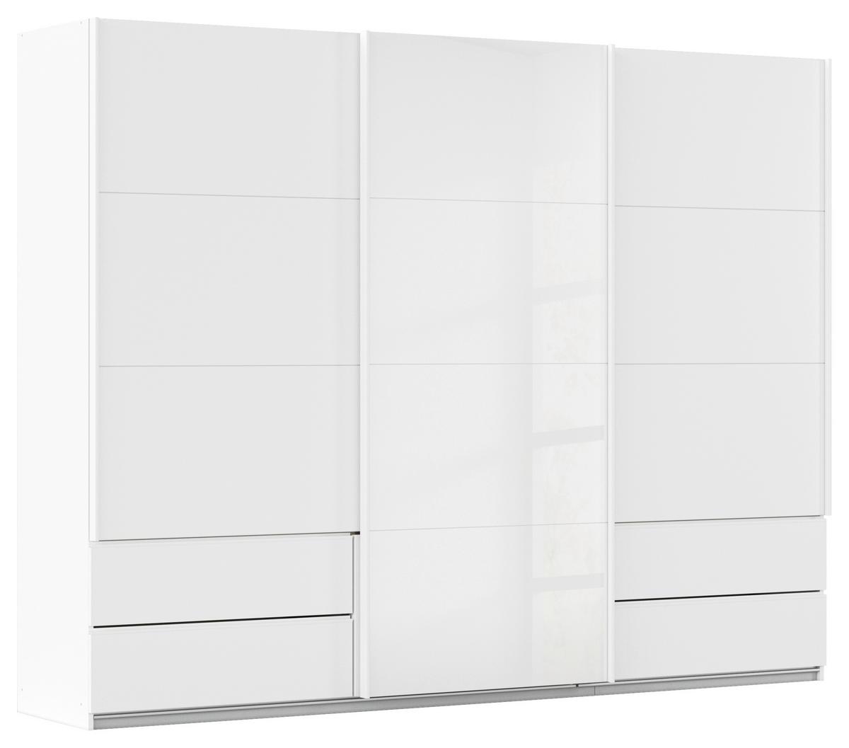 Schwebetürenschrank Mit Glas 271cm Karpo, Weiß - Weiß, KONVENTIONELL, Holzwerkstoff (271/210/62cm)