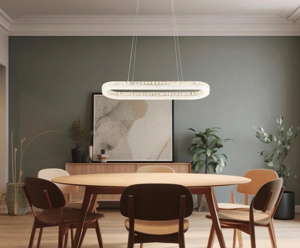 LED-Hängeleuchte Memory-Funktion - Klar/Chromfarben, KONVENTIONELL, Glas/Kunststoff (120/31,5/100,1cm) - Globo