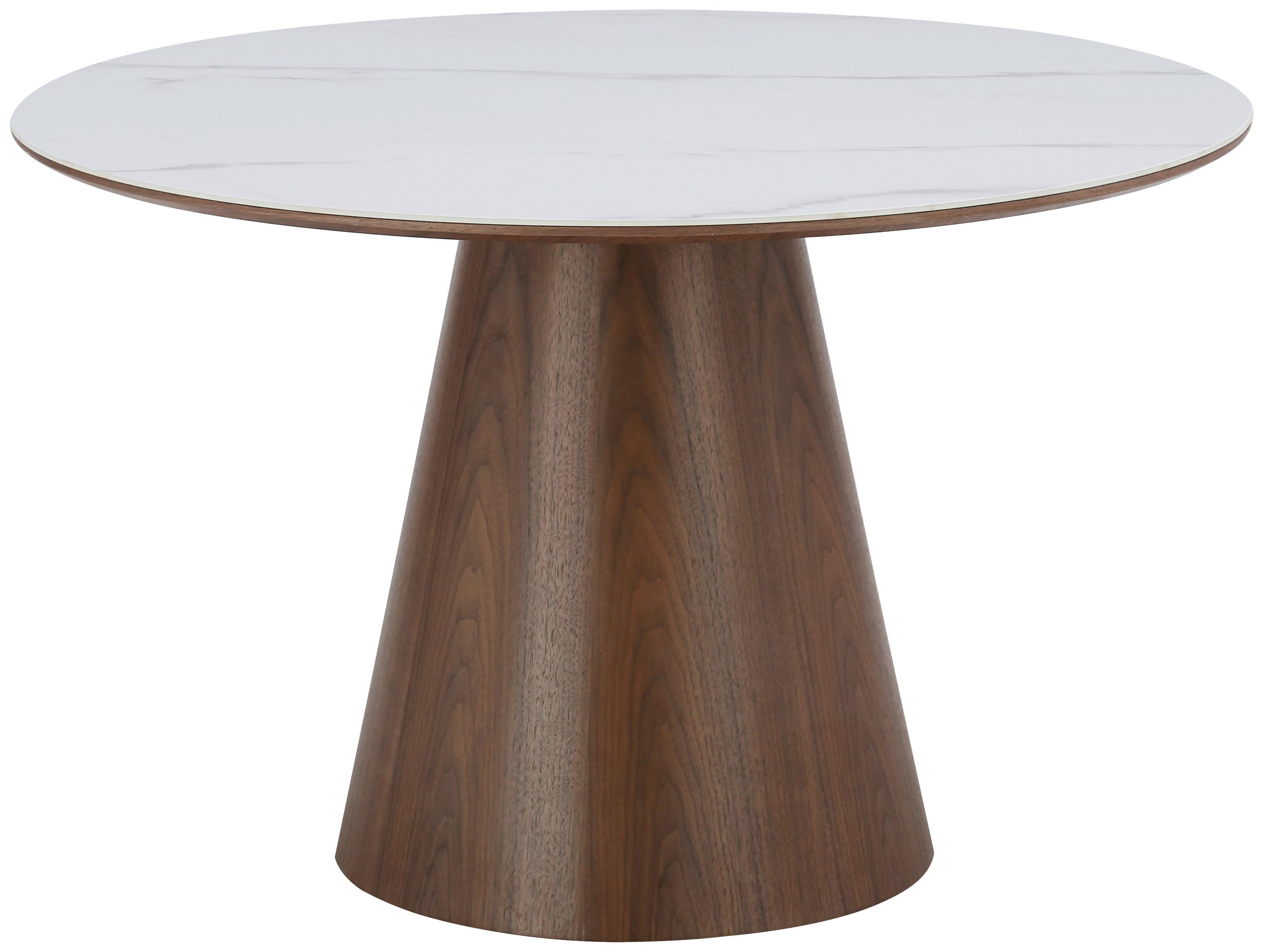Esstisch Aiden Weiß/Walnussfarbe D: 120cm - Walnussfarben/Weiß, MODERN, Holz/Keramik (120/120/75cm) - Livetastic