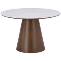 Esstisch Aiden Weiß/Walnussfarbe D: 120cm - Walnussfarben/Weiß, MODERN, Holz/Keramik (120/120/75cm) - Livetastic