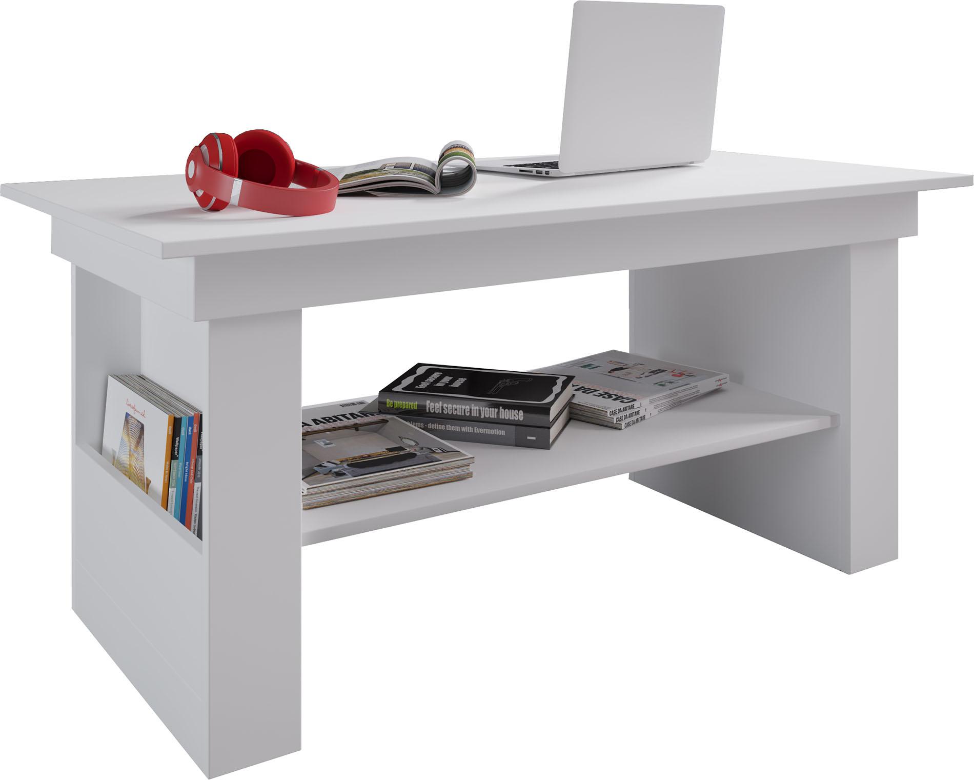 Konferenčný stolík Kobila biely - biela, Basics, kompozitné drevo (65/115/52,5cm) - MID.YOU