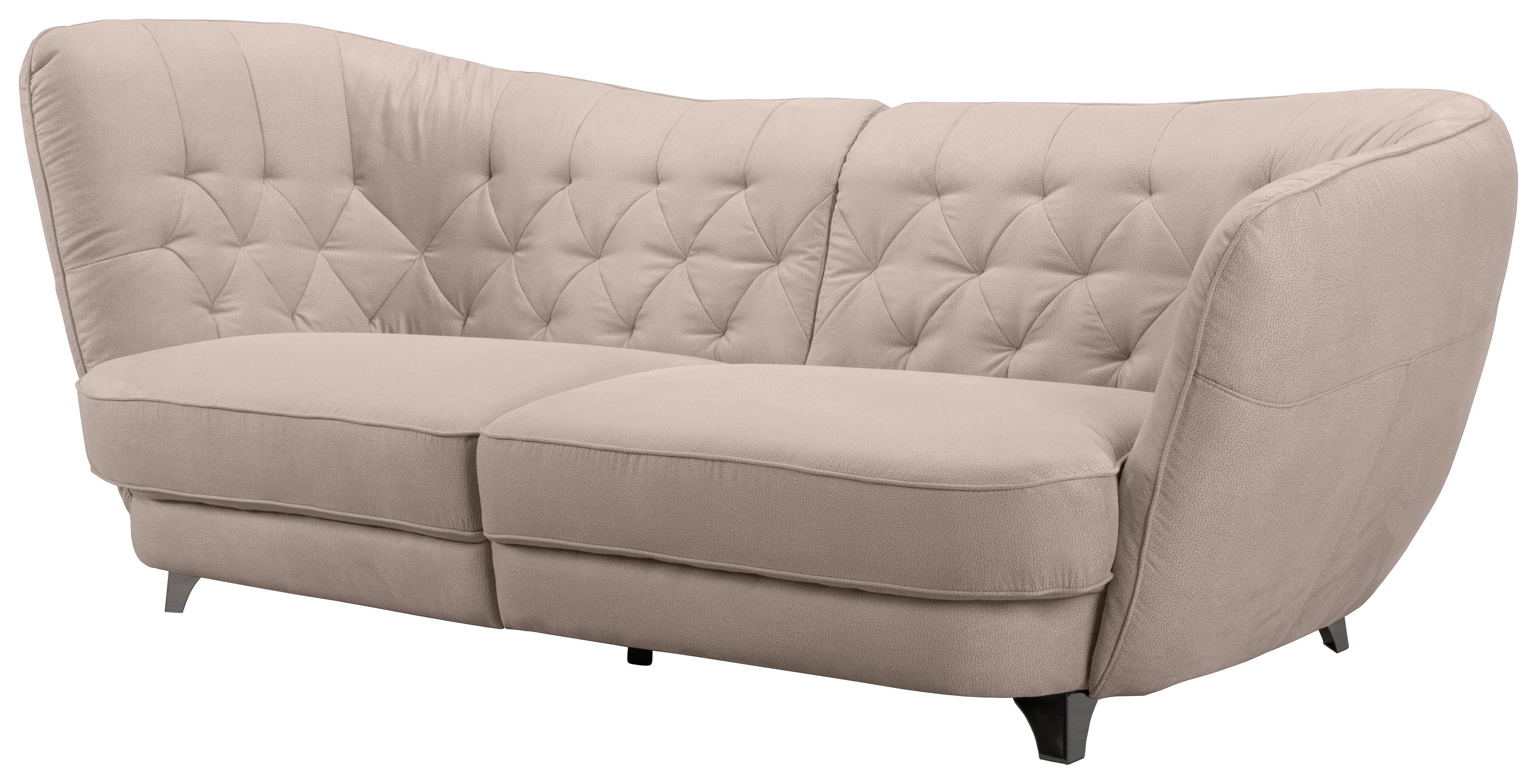 Big Sofa mit Echtem Rücken Retro B: 256 cm Creme - Chromfarben/Creme, MODERN, Textil (256/85/115cm) - MID.YOU