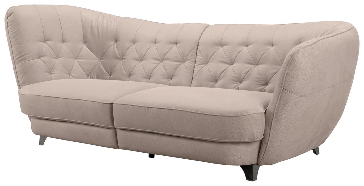 Big Sofa Mit Echtem Rücken Retro B: 256 Cm Creme - Chromfarben/Creme, MODERN, Textil (256/85/115cm) - MID.YOU