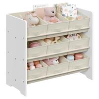 Kinderregal Toy Storage Shelf Weiß/Beige B: 62,5 cm - Beige/Weiß, MODERN, Holzwerkstoff/Textil (62,5/60/29,5cm) - MID.YOU