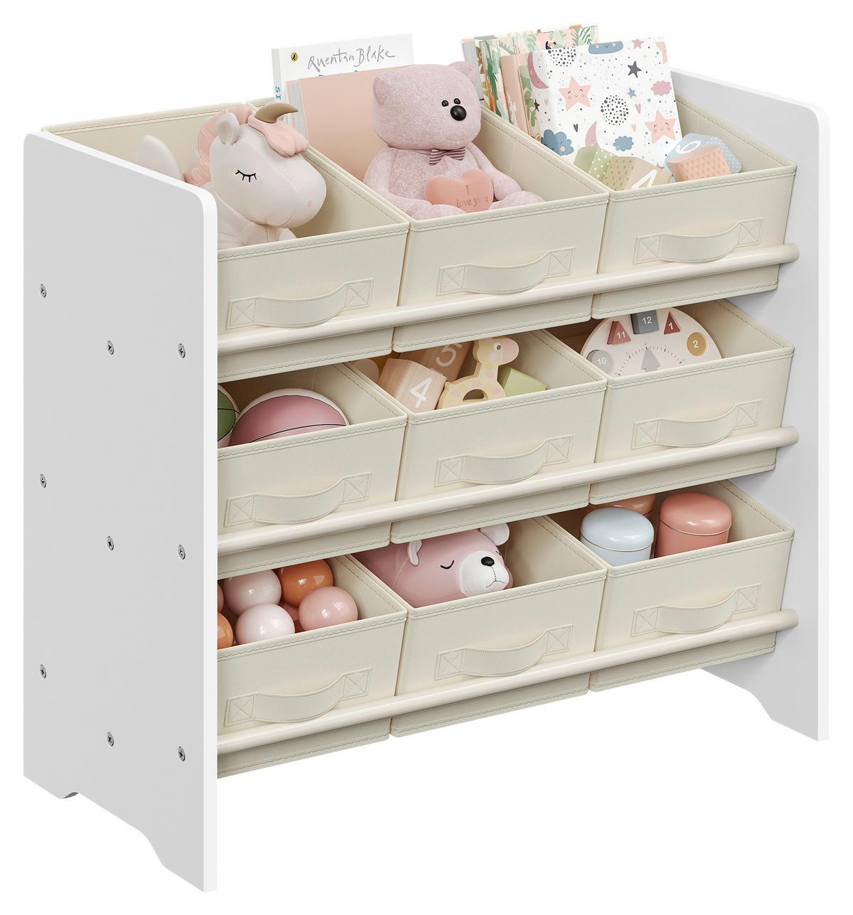 Kinderregal Toy Storage Shelf Weiß/Beige B: 62,5 cm - Beige/Weiß, MODERN, Holzwerkstoff/Textil (62,5/60/29,5cm) - MID.YOU