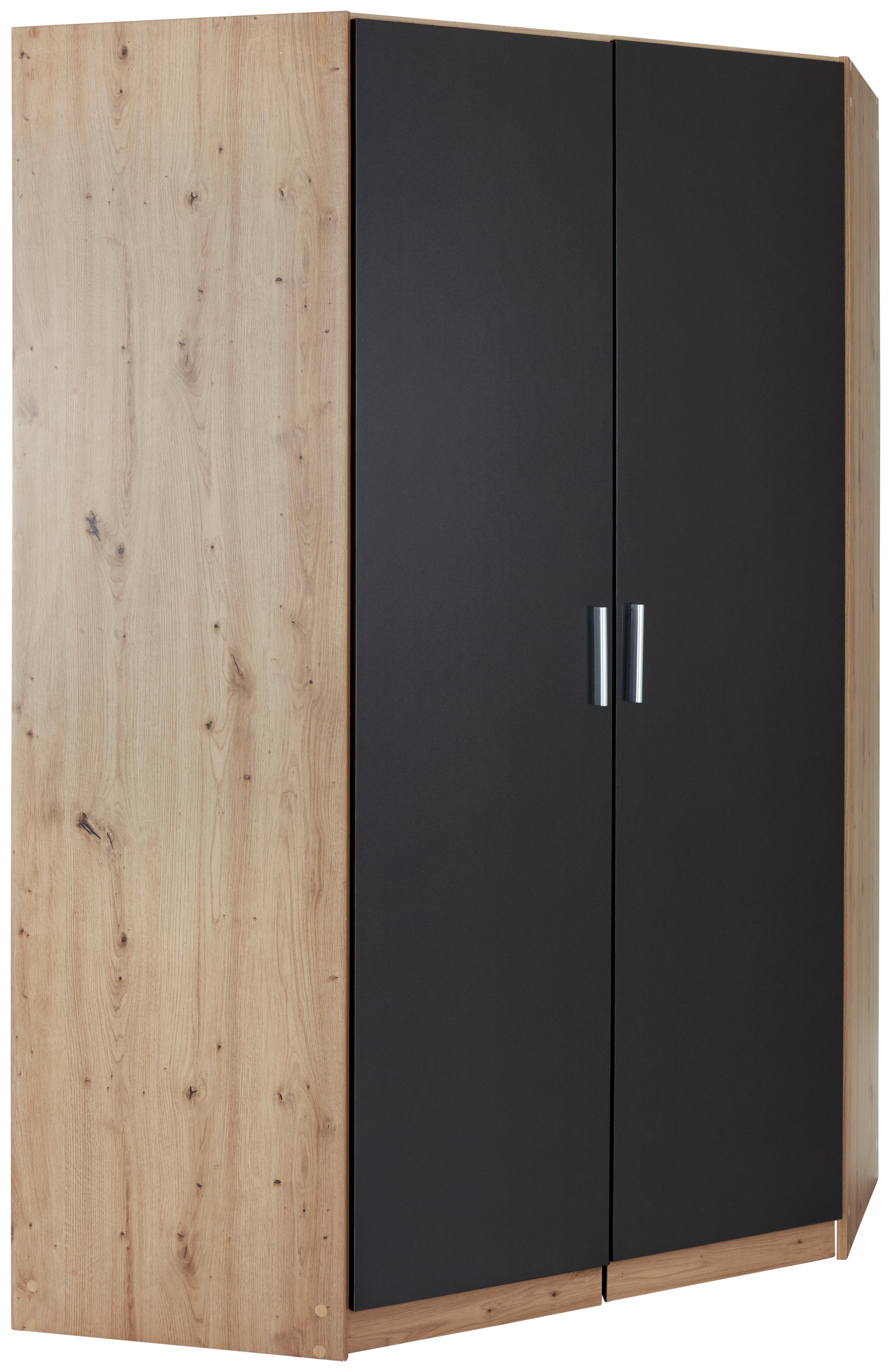 Rohová Šatní Skříň Celle Extra - barvy stříbra/tmavě šedá, Design, kompozitní dřevo/plast (117/197/117cm)