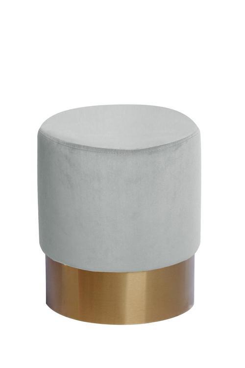 Hocker Nano Samt Weiß/ Mintgrün H: 42 cm - Goldfarben/Weiß, Basics, Holz/Holzwerkstoff (35/42cm) - Kayoom