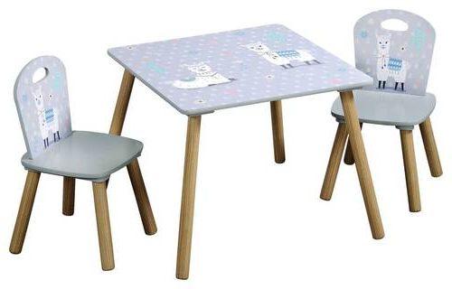 Kindersitzgruppe 3--Teilig. Kiefer Grau/Alpakas