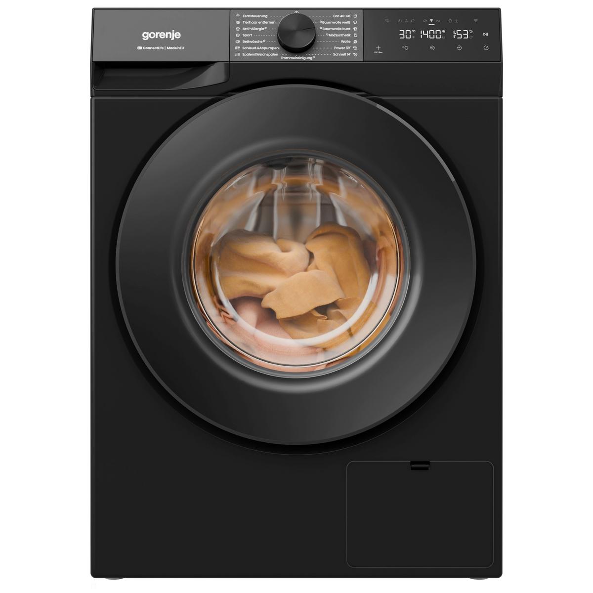Waschmaschine WG484A3P1B Füllmenge ca. 8 kg, EEKL: A - Schwarz, Basics, Kunststoff/Metall (60cm) - Gorenje