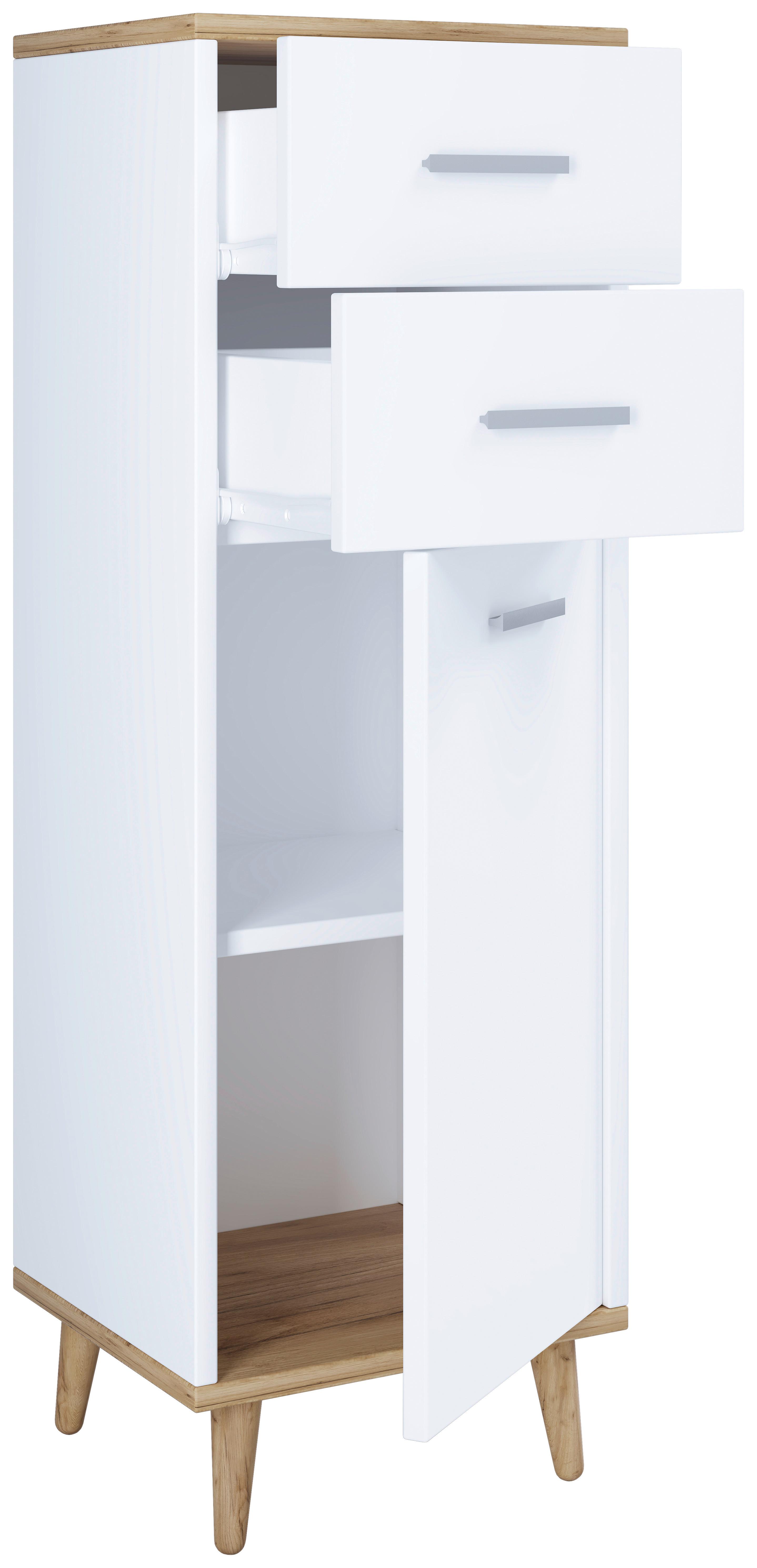 Kommode Lindas Weiß B: 32 cm - Eichefarben/Weiß, MODERN, Holzwerkstoff (32/97/28cm) - MID.YOU