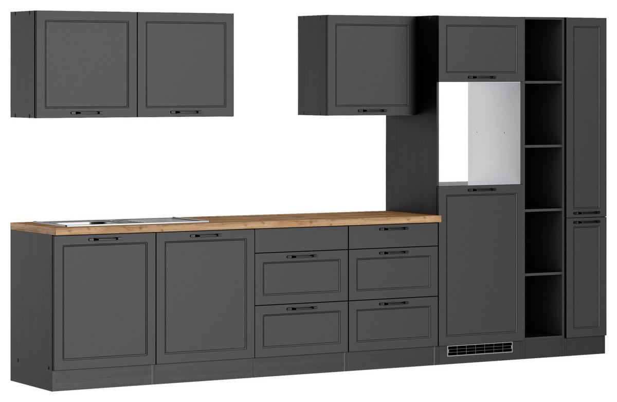 Küchenzeile Meran ohne Geräte B: 360 cm Grau/Eiche Dekor - Eiche Wotan/Grau, LIFESTYLE, Holzwerkstoff (360cm) - Held