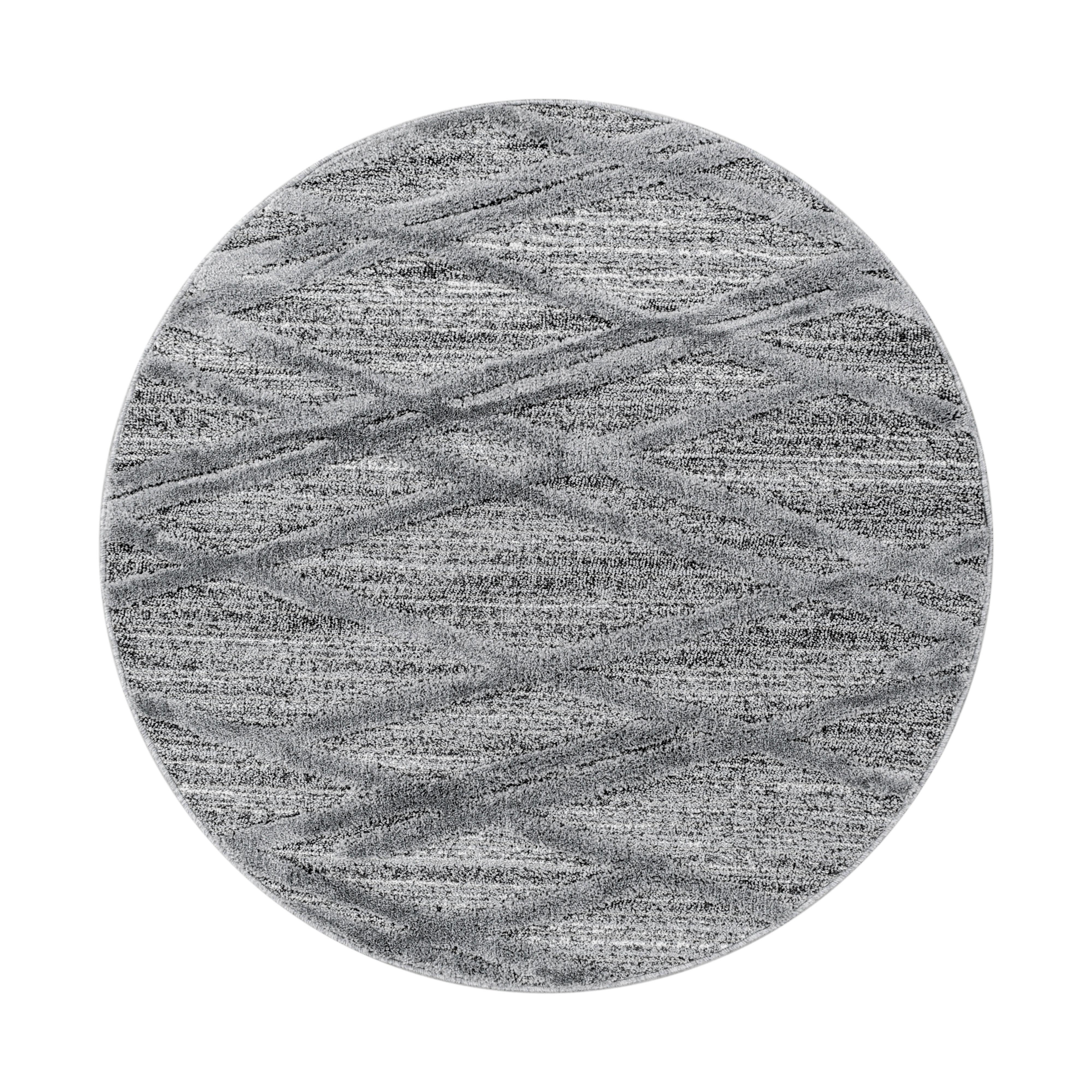 Webteppich Grau Pisa Rund Ø 80 cm