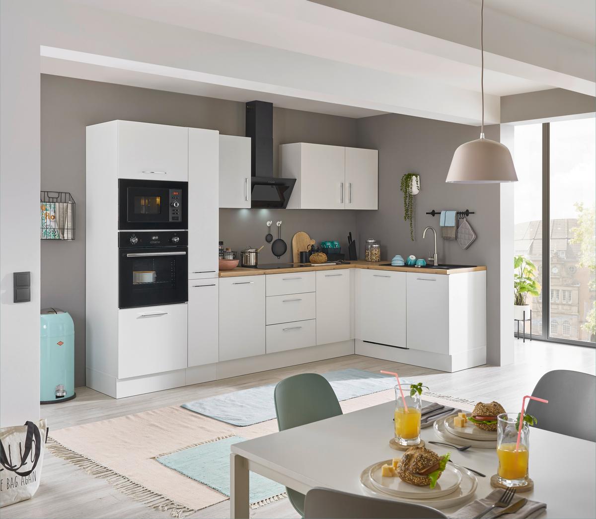 Eckküche Turin Weiß/Eiche Dekor 310x175 cm - Weiß/Eiche Artisan, Basics, Holzwerkstoff (310/175cm) - MID.YOU