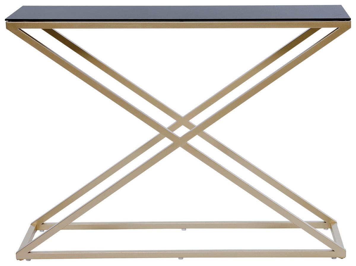 Konsolentisch Xtra Console Goldfarben/schwarz B: 30 Cm - Goldfarben/Schwarz, MODERN, Glas/Metall (100/30/74cm) - Livetastic