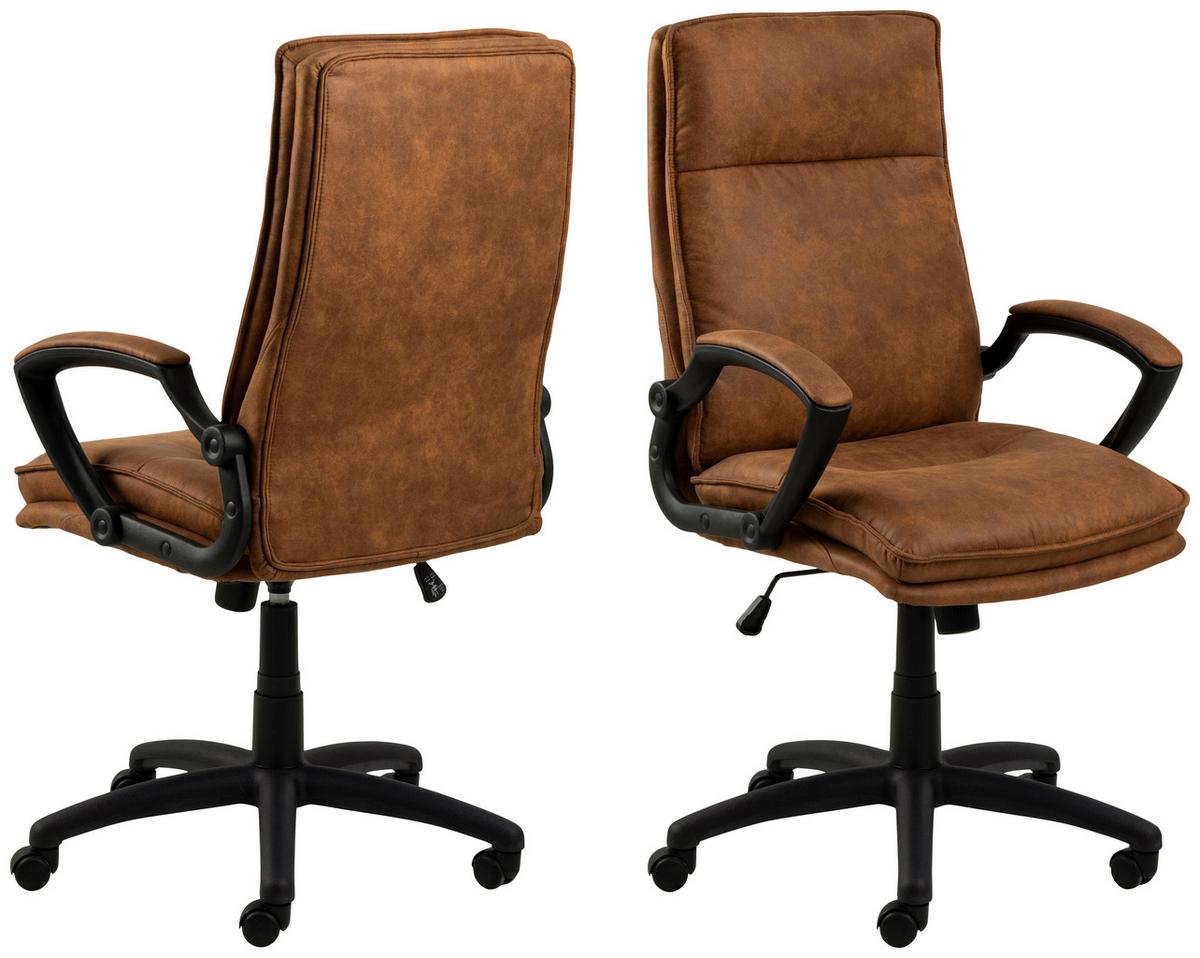 Bürostuhl Brad mit Armstützen Schwarz/Hellbraun Bis 110 Kg - Hellbraun/Schwarz, Trend, Kunststoff/Textil (67/115/69,5cm) - MID.YOU