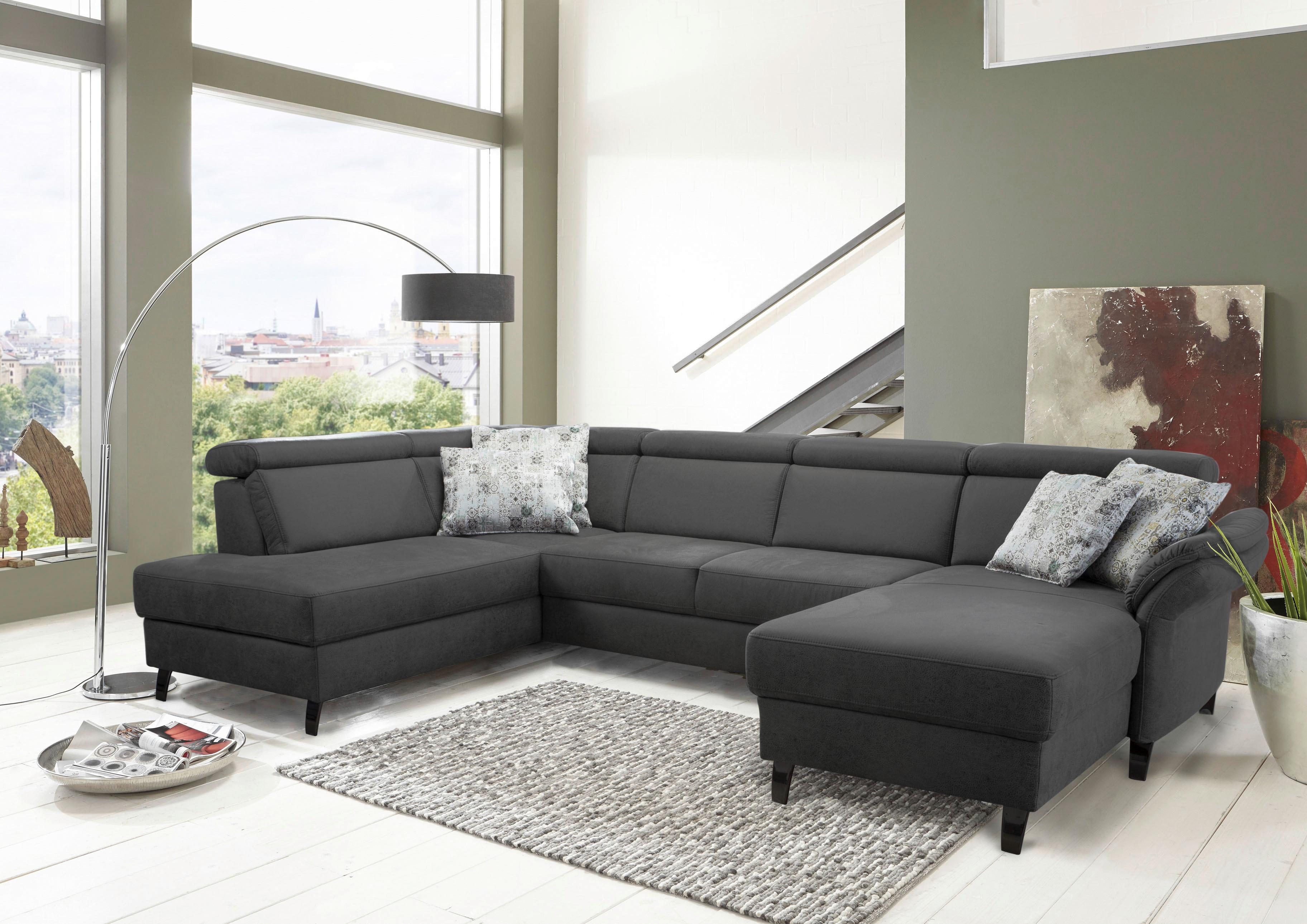 Wohnlandschaft Arngast links grau/Schwarz, 193x317x165 cm - Schwarz/Grau, KONVENTIONELL, Textil (193/317/165cm) - Sit & More