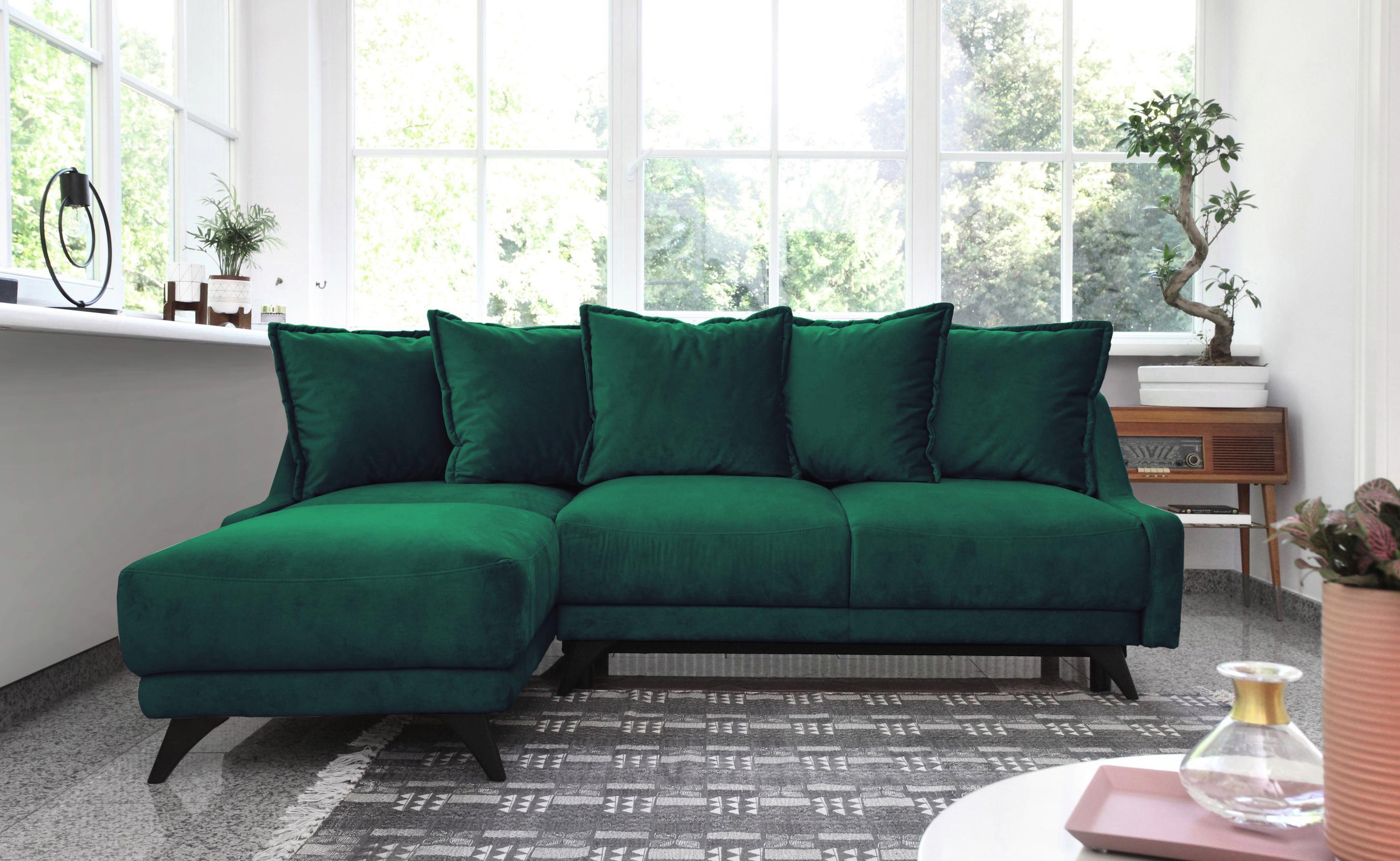 Schickes Eckschlafsofa in Smaragd online kaufen