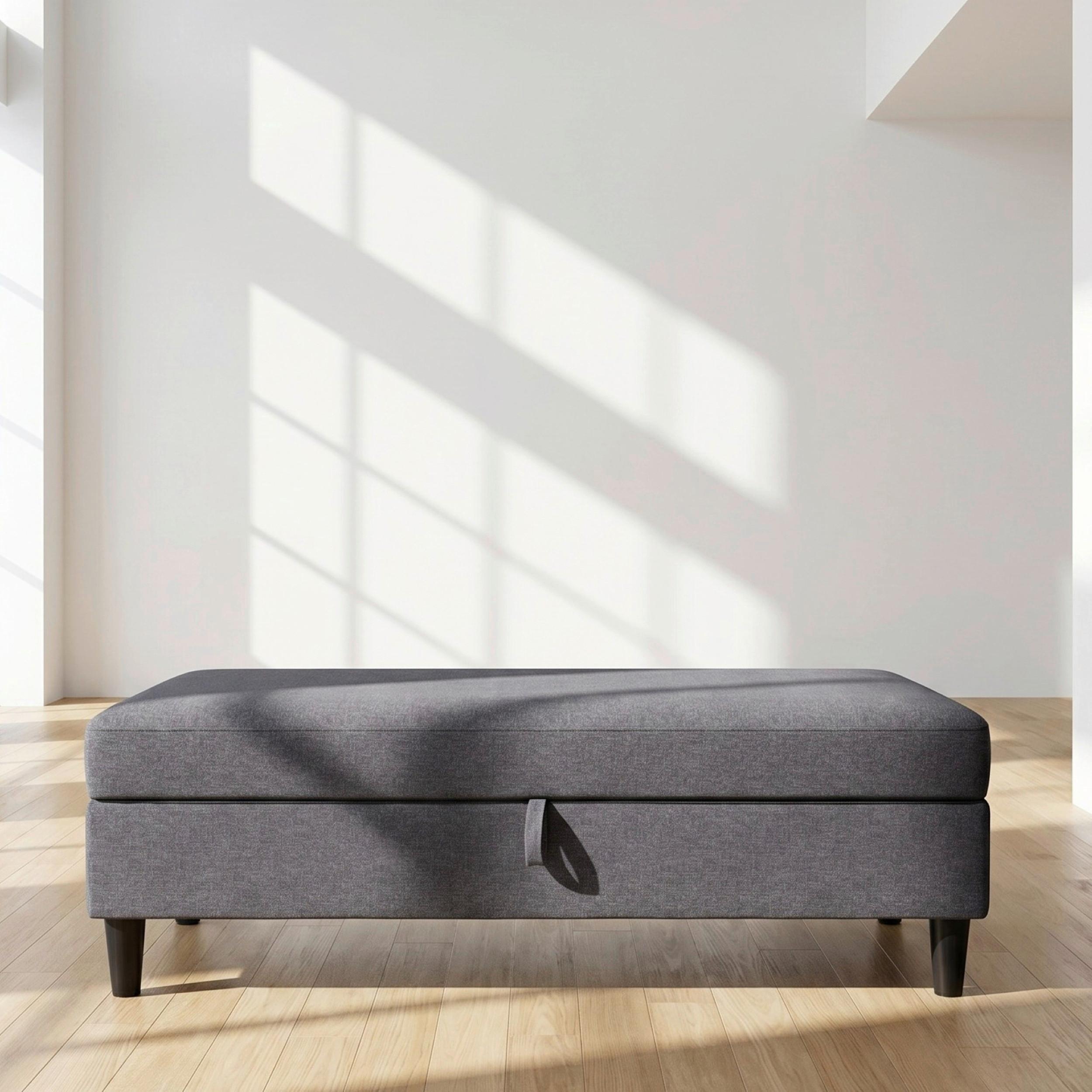 Hocker Hannover Grau, mit Stauraum - Schwarz/Grau, Basics, Textil (130/43/69cm) - Livetastic
