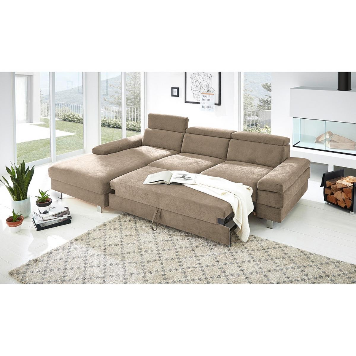 Ecksofa Elvis Schlammfarben S: 182x259 Cm - Schlammfarben/Silberfarben, KONVENTIONELL, Textil (182/259cm) - Trendmanufaktur