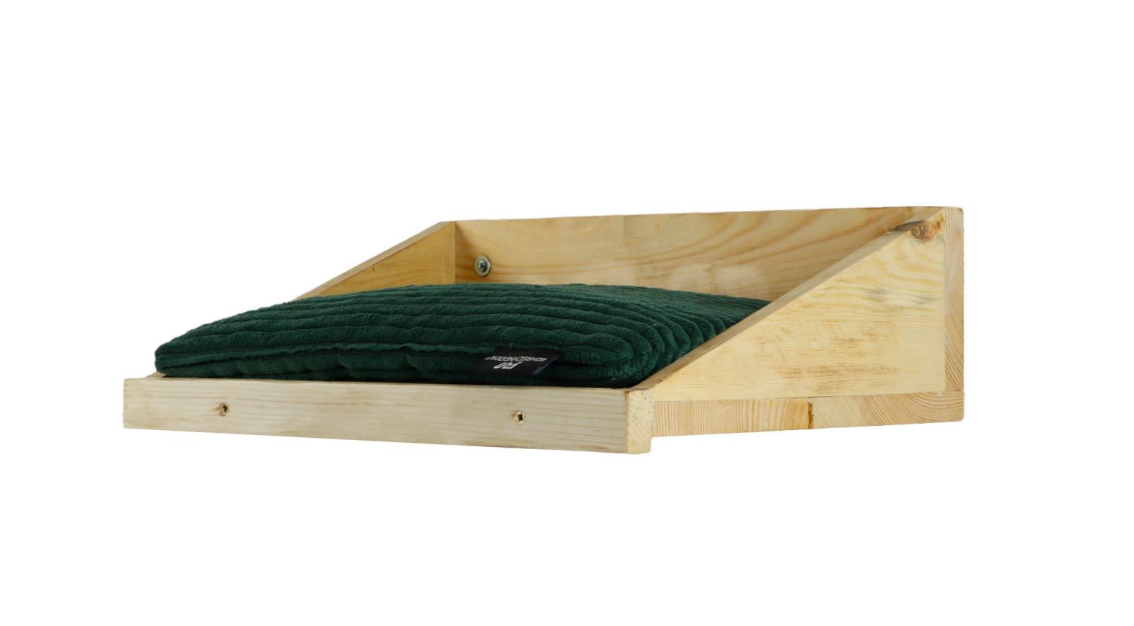 Katzen-Hängesessel Mulde Natur Bezug: Grün, L: 40 cm - Kieferfarben/Grün, Basics, Holz/Textil (40/28/15cm)