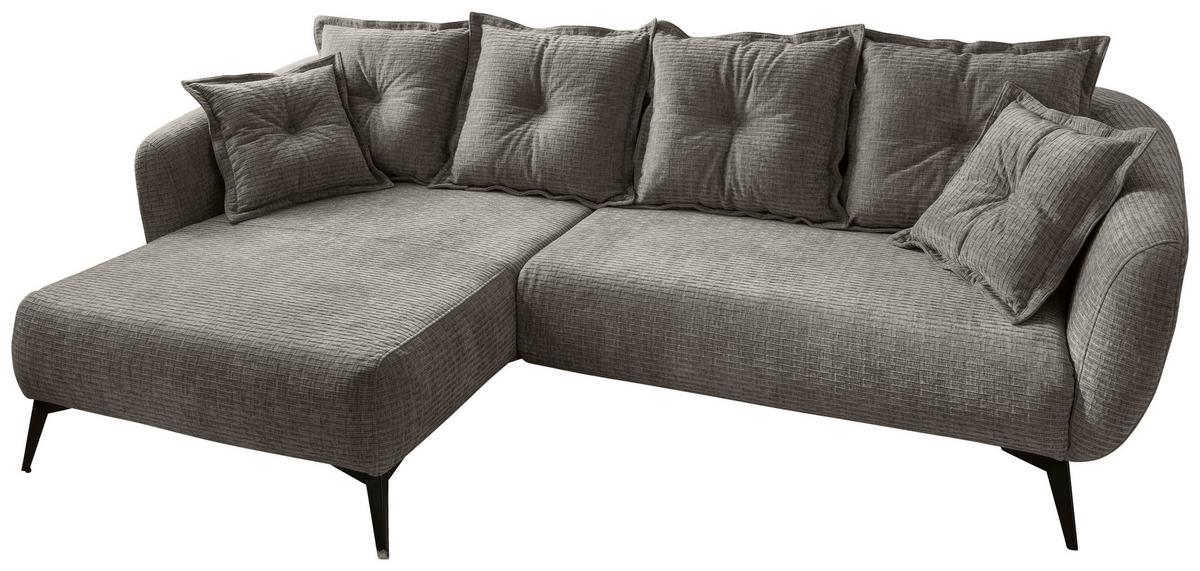 Ecksofa Baggio Graubraun S: 162x277 Cm - Graubraun/Schwarz, MODERN, Textil (162/277cm) - Livetastic