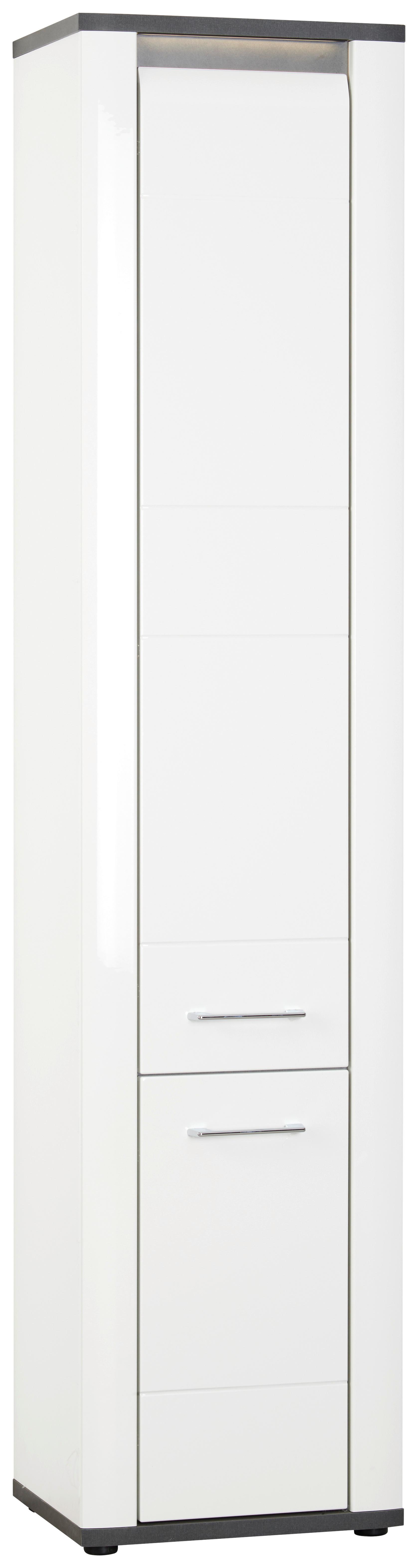 Hochschrank Mit Soft-close + Led Alassio B: 42,4 Cm, Weiß - Schwarz/Weiß, MODERN, Holzwerkstoff (42,4/190/33cm) - Luca Bessoni