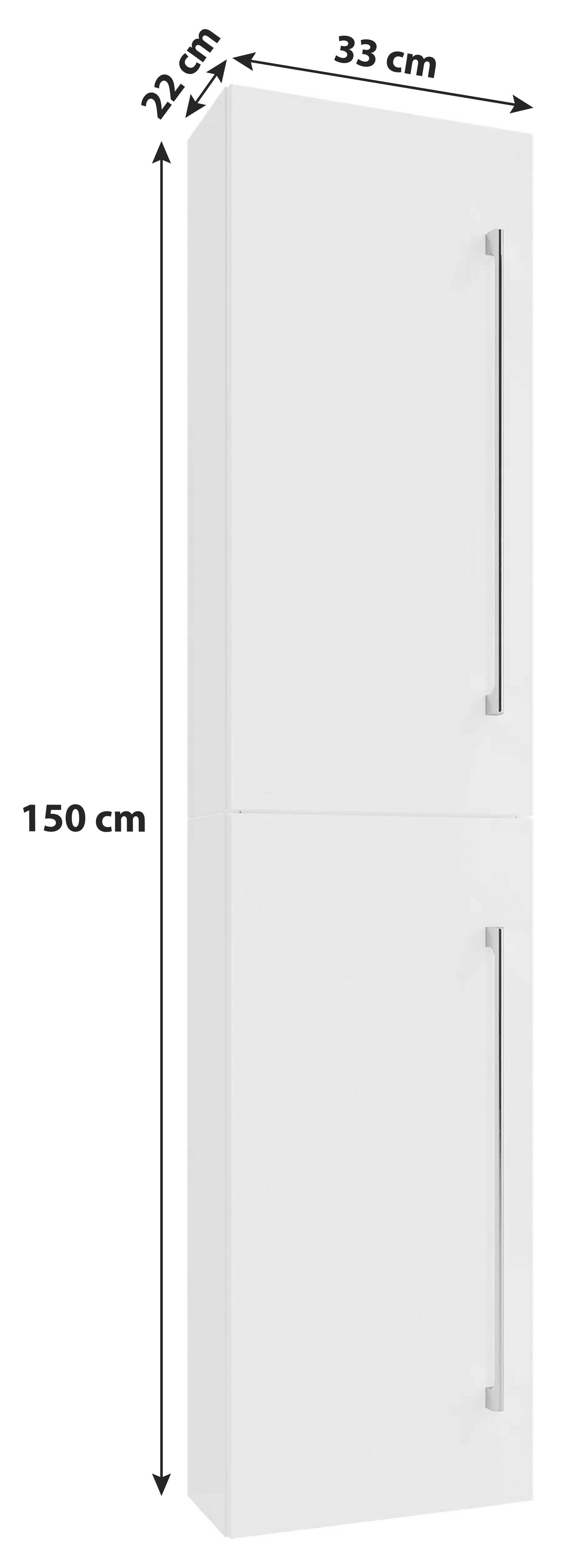 Hochschrank Vcb 6 B: 33 cm Weiß - Weiß, Basics, Holzwerkstoff (33/150/22cm) - MID.YOU