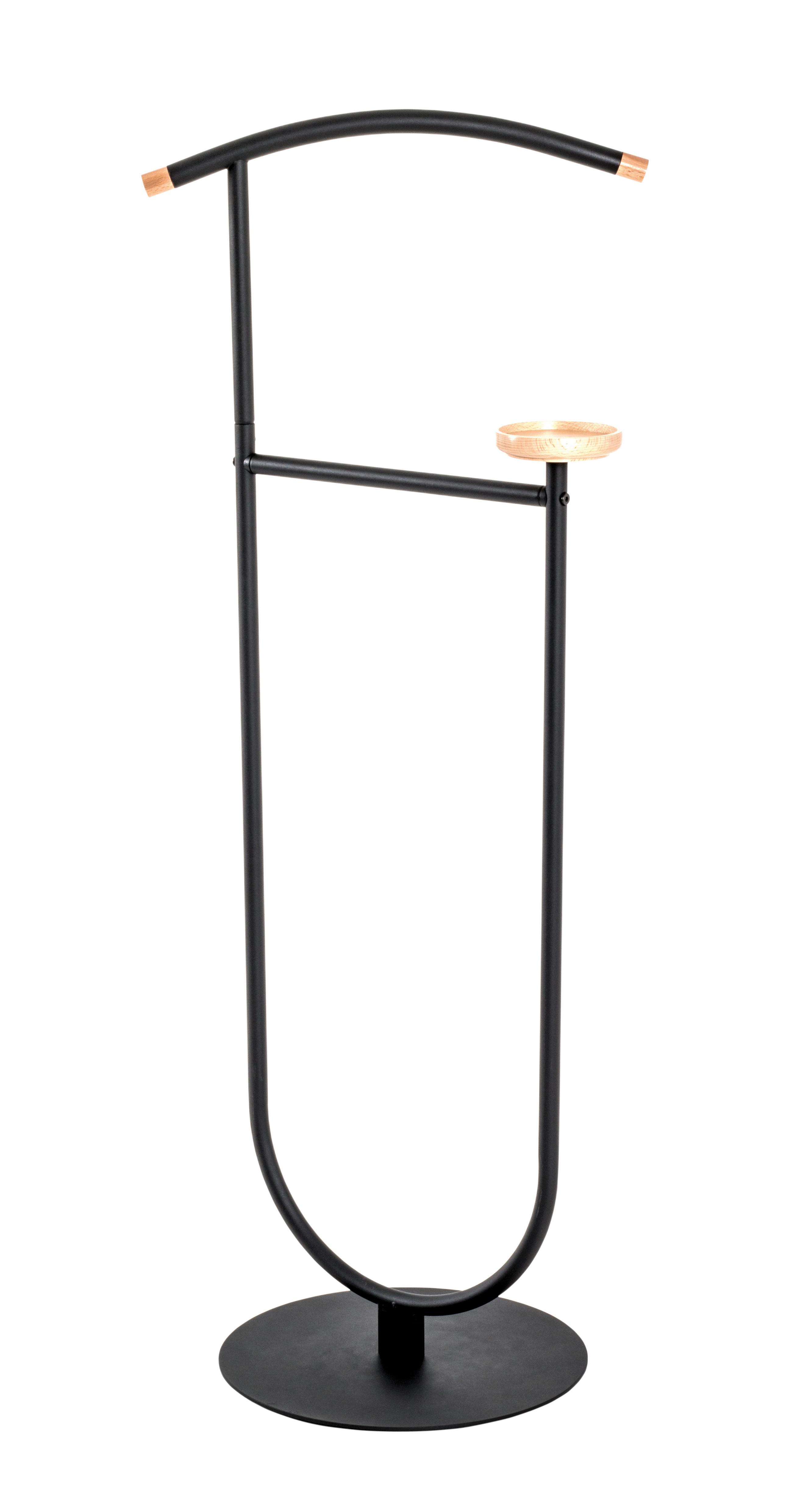 Nemý sluha EVERTON - čierna/farba buka, Modern, kov/drevo (45/115/34cm)