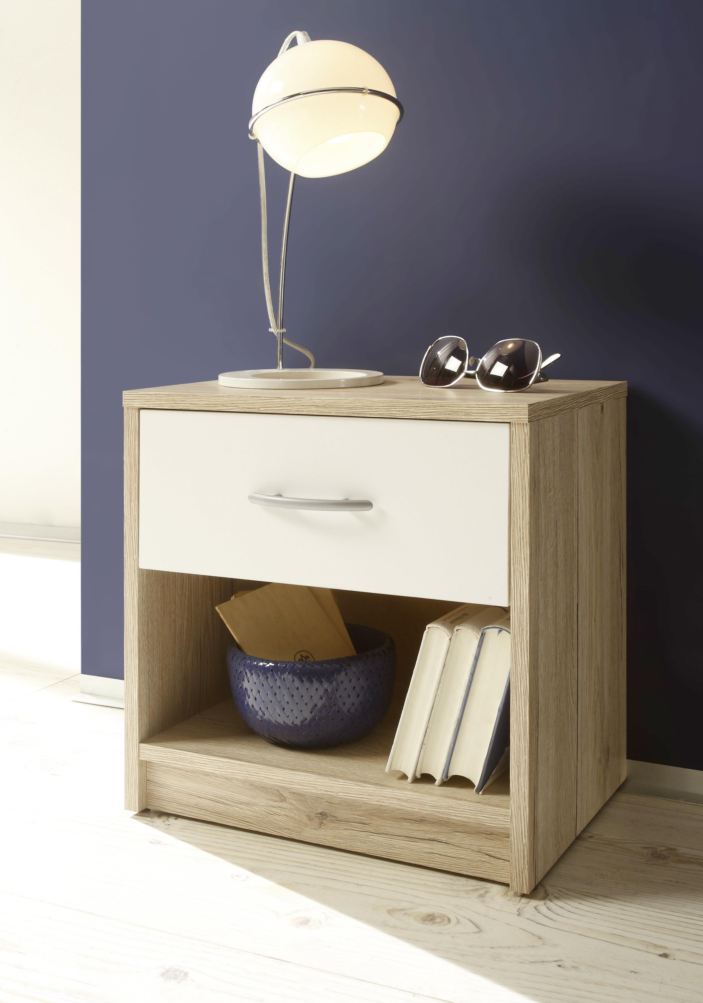 Éjjeliszekrény Pepe *TOP ÁR* - tölgyfa/fehér, faalapú anyag (39/41/28cm) - Best Price