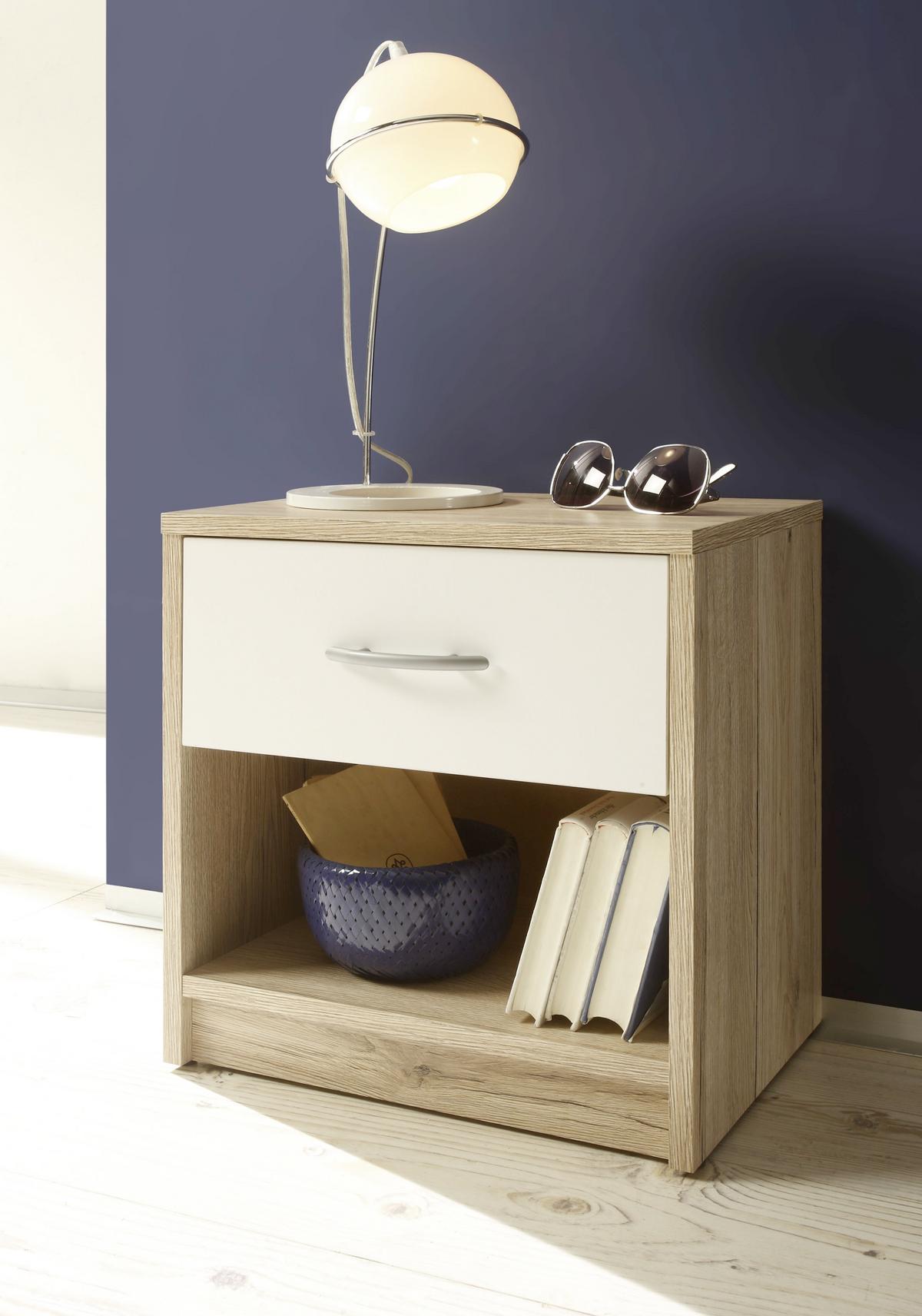 Éjjeliszekrény Pepe *top Ár* - tölgyfa színű/fehér, faalapú anyag (39/41/28cm) - Best Price