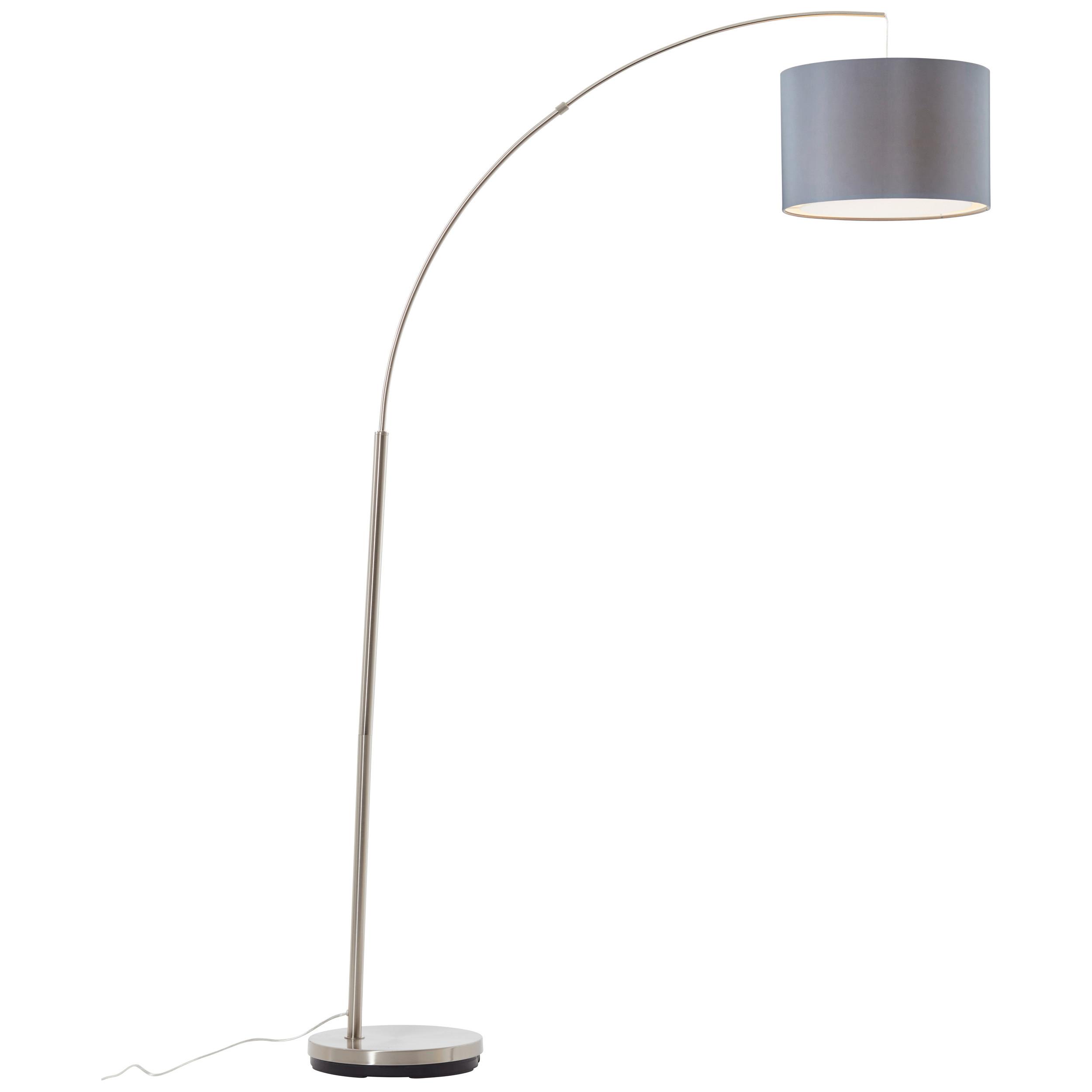 Stehlampe Clarie Silberfarben/Hellgrau, Bogen - Silberfarben/Hellgrau, Design, Textil/Metall (36/180cm) - Brilliant