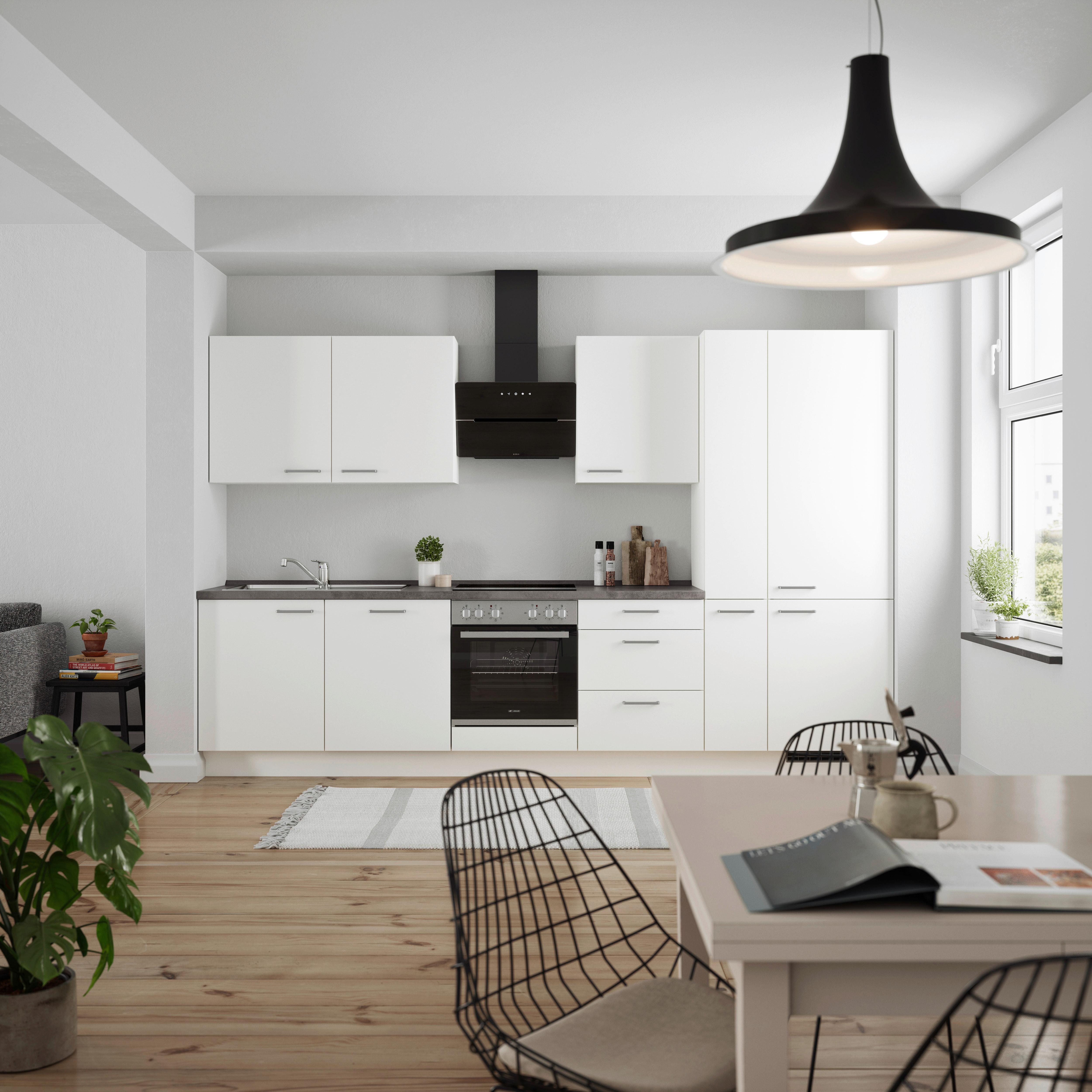 KÜCHENLEERBLOCK TOUCH HIGH - LINE, H11 RECHTS - Weiß/Grau, MODERN, Holzwerkstoff (330cm) - Nobilia